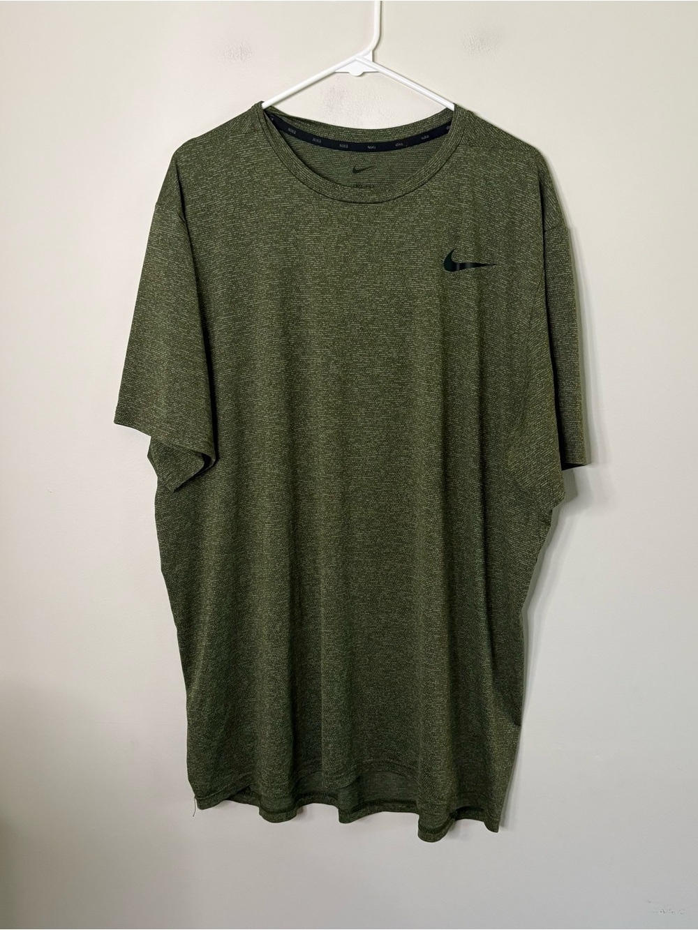 Nike Men's Dri-FIT Heathered Olive Green Short Sleeve Shirt 2XL gym casual fall